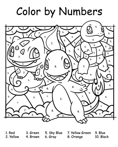 3 Free Pokemon Color By Number Printable .